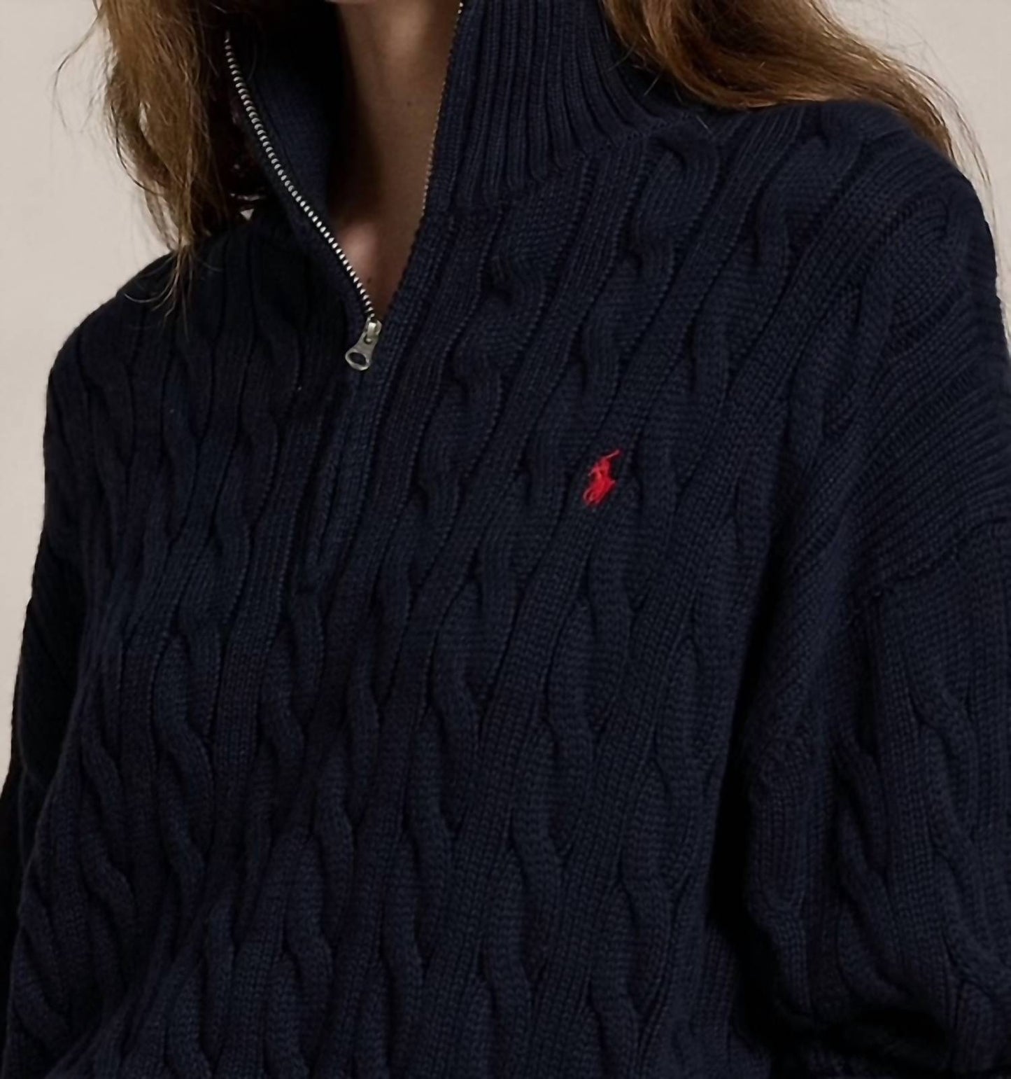 Polo Ralph Lauren - Cable Knit Cotton Quarter Zip Sweater