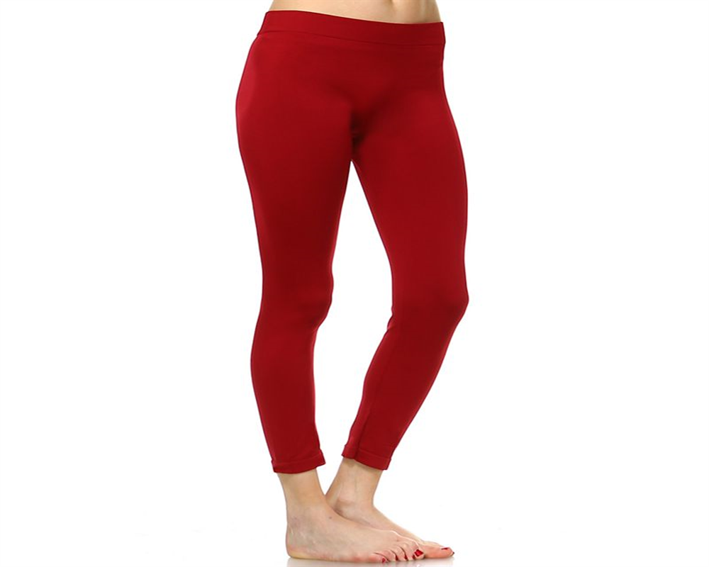 White Mark Women's Solid Leggings Red Size Regular