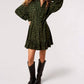 Apricot - Leopard Ruffle Hem Belted Waist Shirt Dress