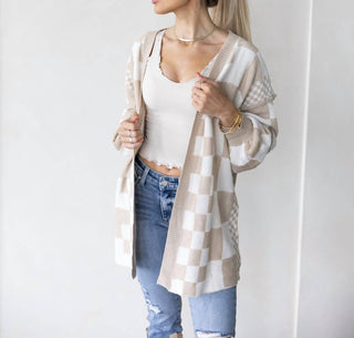 Anniewear - Shaina Checkered Open Cardigan