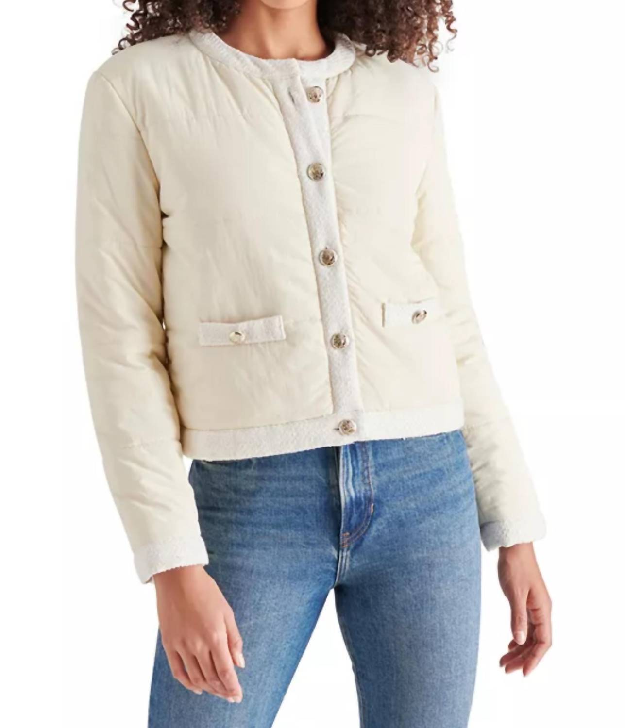 Steve Madden - Coppelia Tweed-trim Puffer Jacket