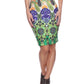 White Mark Women's Colorful Paisley Printed Pencil Skirt Green Size Large