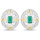 0.69 Carat Genuine Zambian Emerald and White Diamond .925 Sterling Silver Earrings