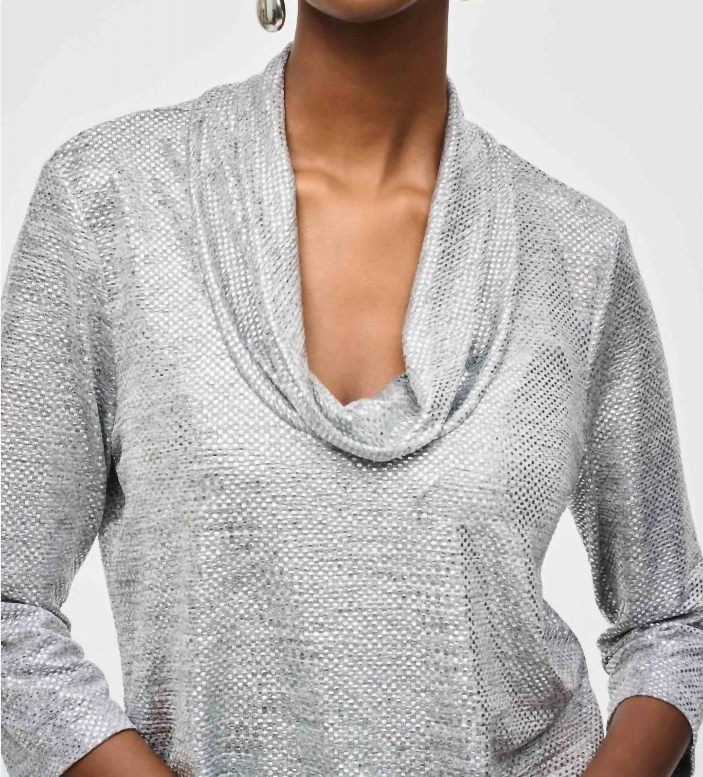 Joseph Ribkoff - Foiled Knit Cowl Neck 3/4 Sleeve Top