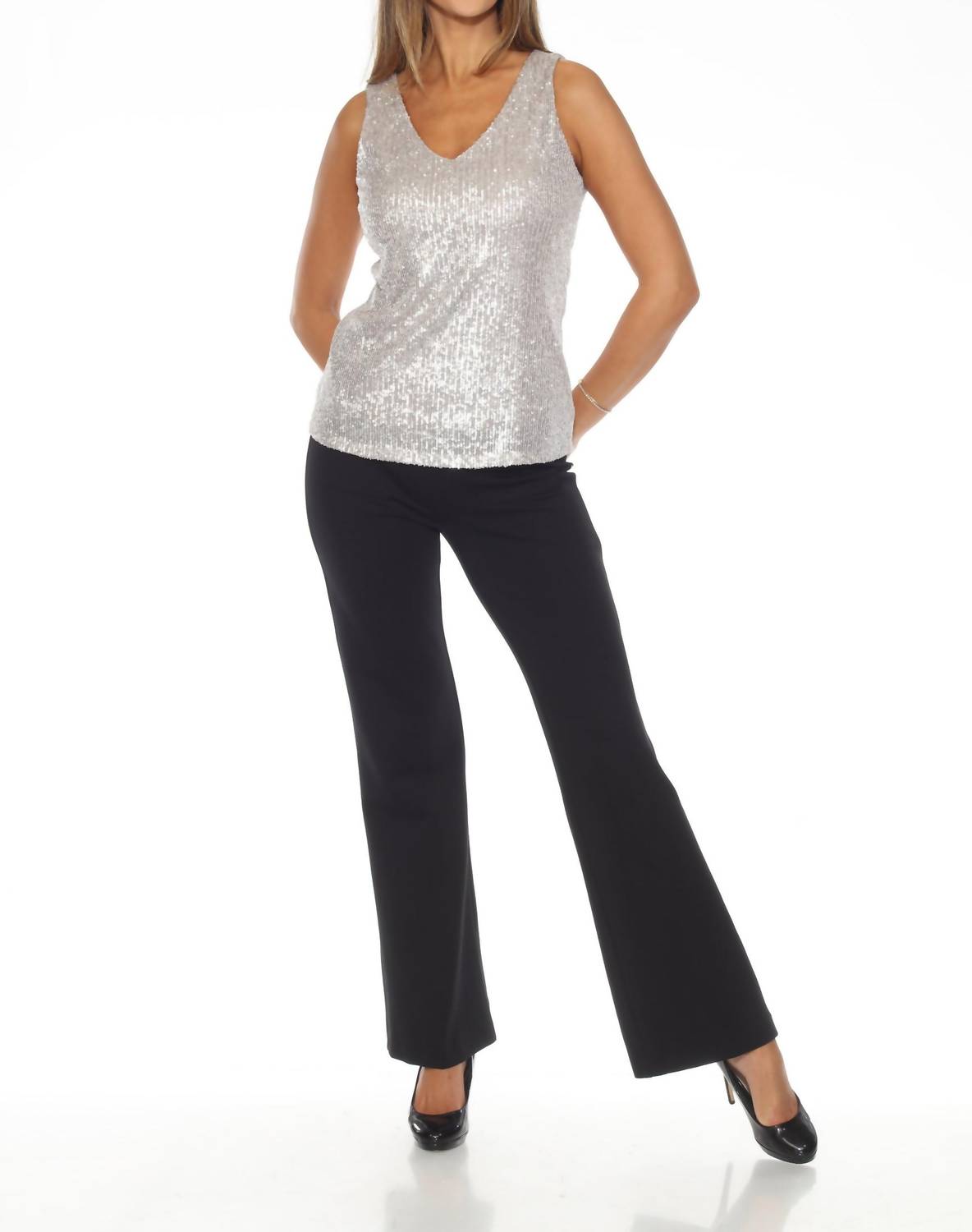 Joseph Ribkoff - Sequined V-neck Tank