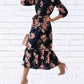 Diva Usa - Floral Midi Dress With Belt And Side Pockets