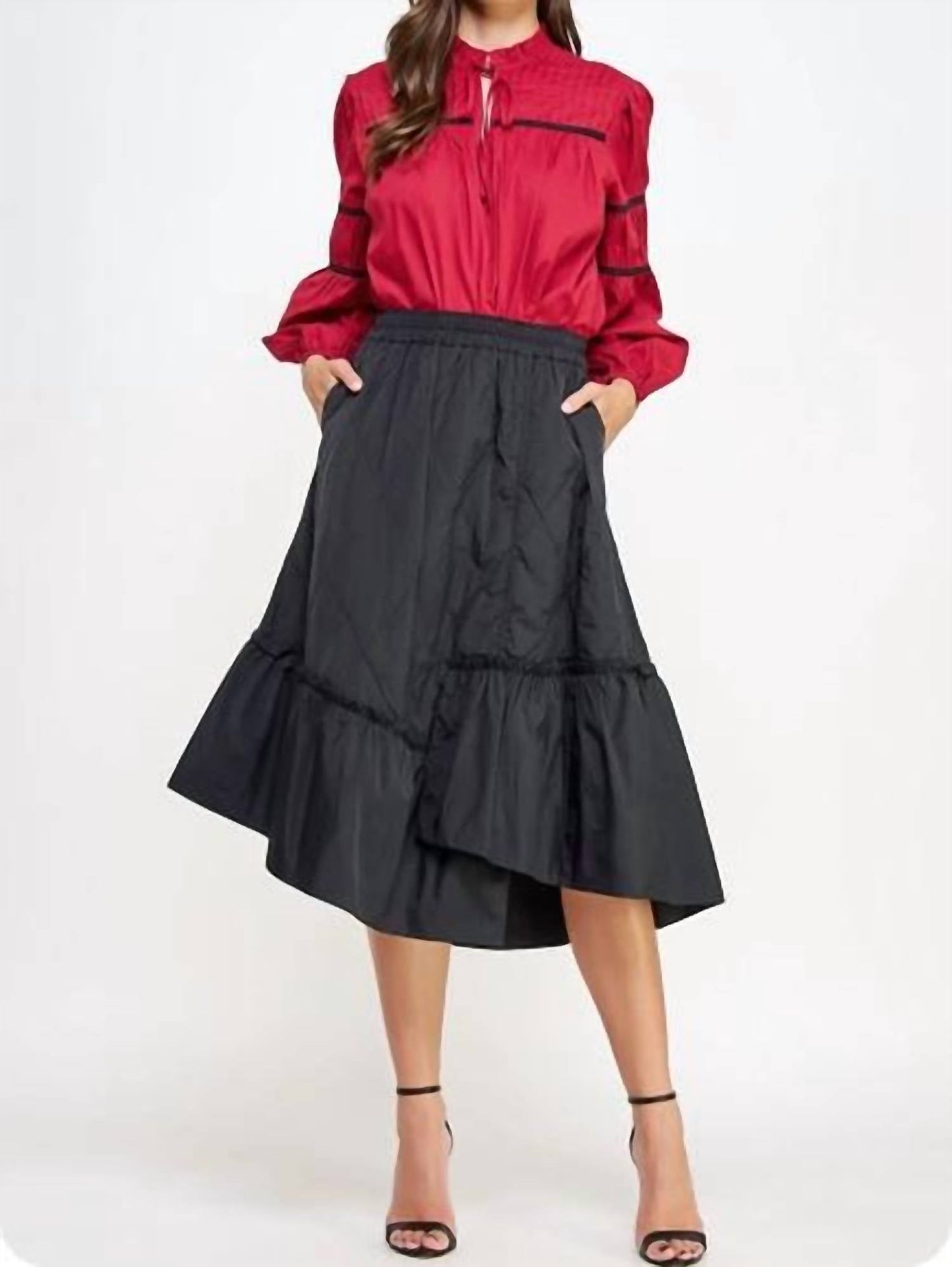 Strut & Bolt - Quilted Asymmetric Midi Skirt