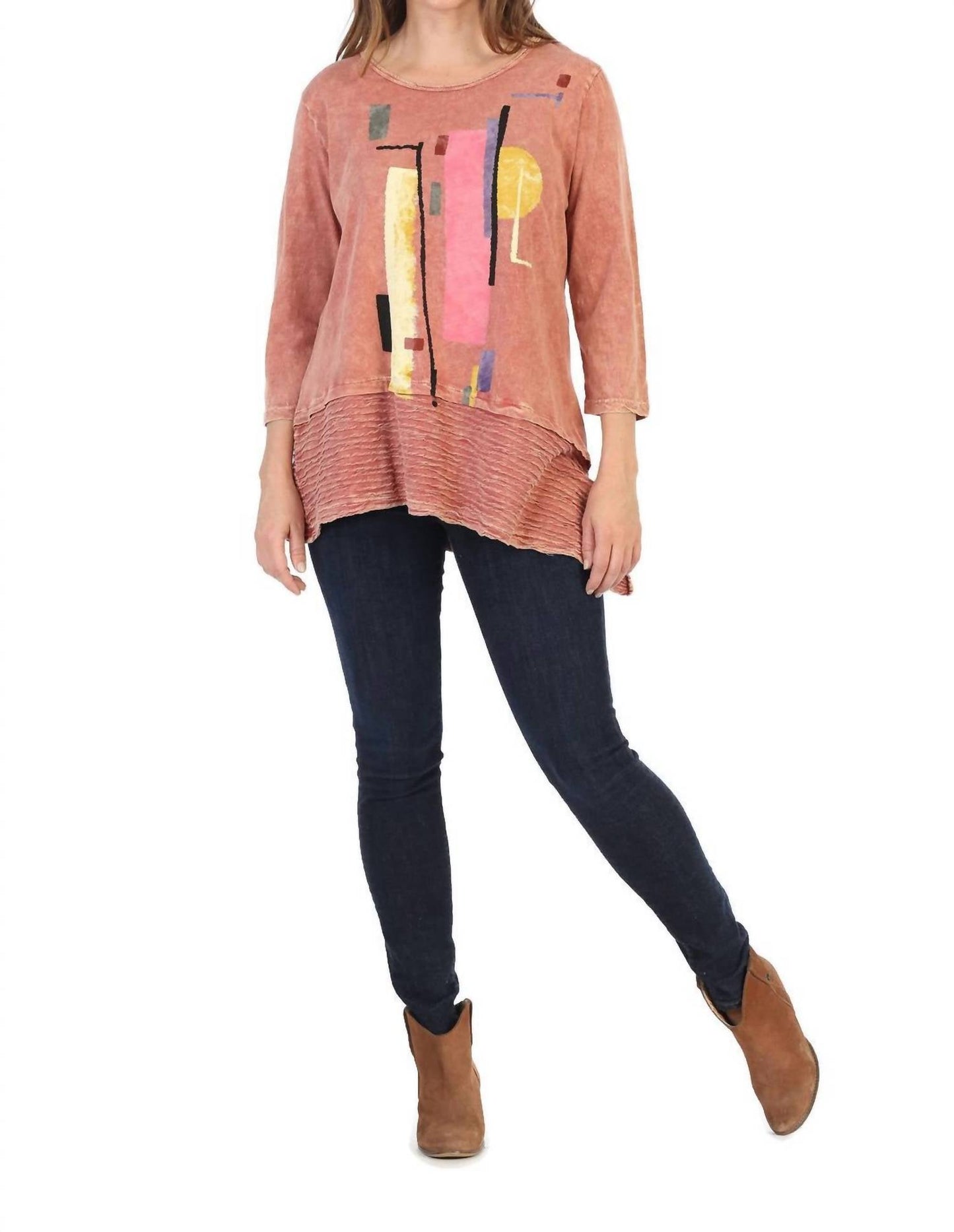 Jess & Jane - Women's Mineral Washed Asymmetric Top