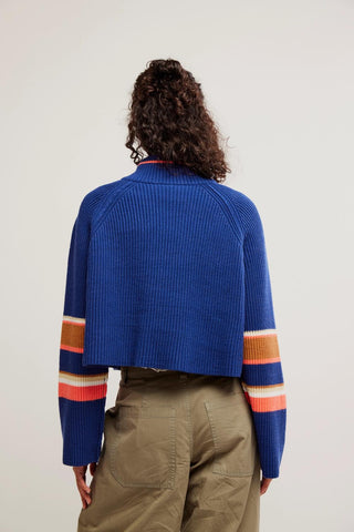 Free People - Striped Greta Half Zip Sweater