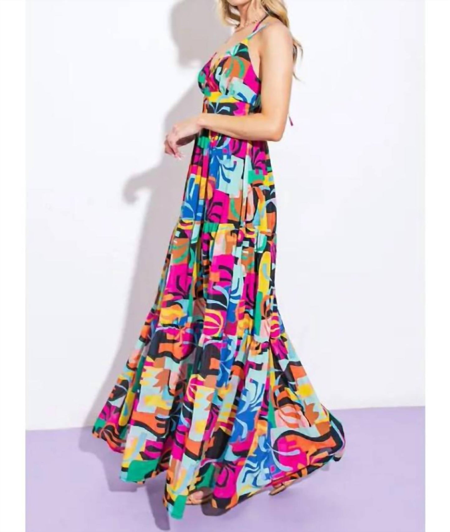 Flying Tomato - Abstract Print Maxi Dress