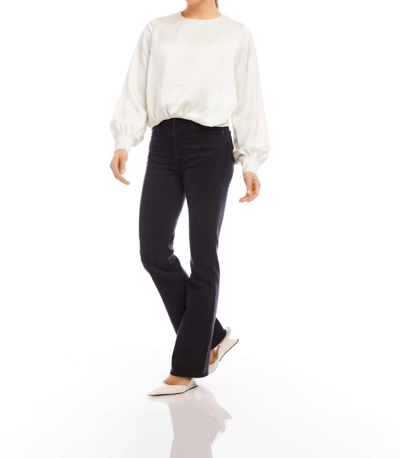 Fifteen Twenty - Blouson Satin Long Sleeves Top