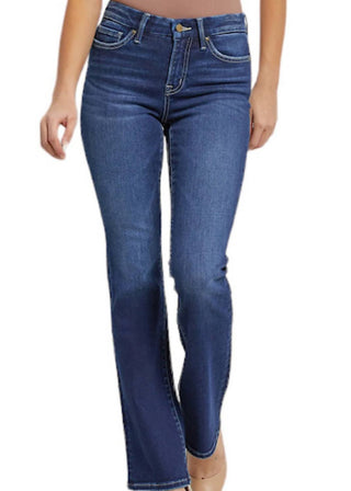 Mica Denim - Women's Mid-rise Boot Cut With Back Slit Pants