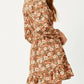 Hayden La - Floral Print Smocked Waist Button Detail Dress