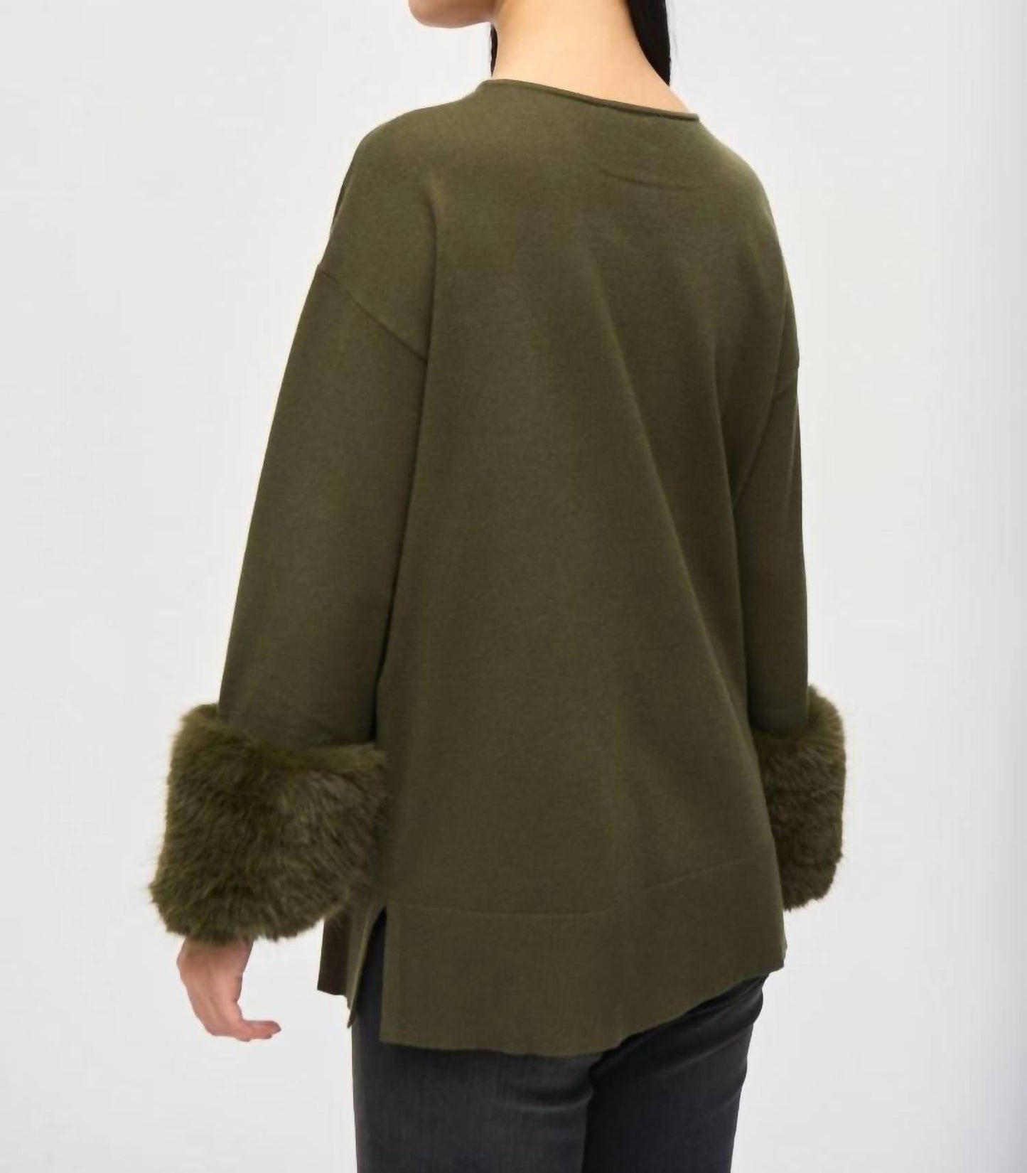 Joseph Ribkoff - Faux Fur V-neck Tunic