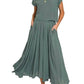Zenana - Woven Crinkle Gauze Crop Tee And Skirt Set