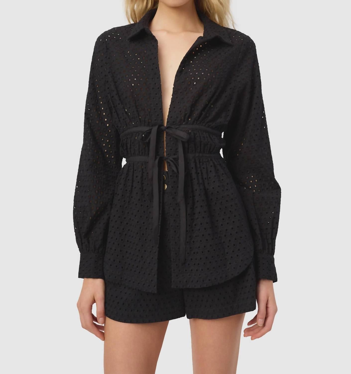 Cami Nyc - Stefania Eyelet Tie Waist Top