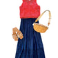Current Air - Pleated Eyelet Midi Skirt