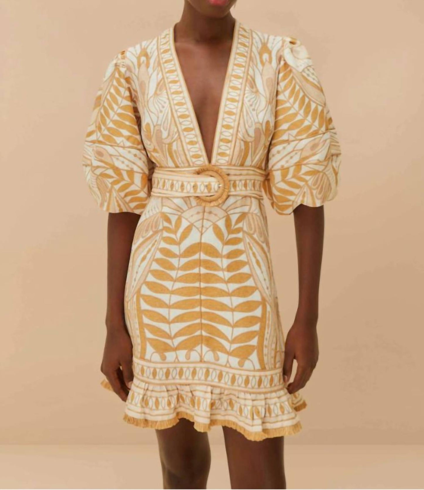 Farm Rio - LACE NATURE MINI DRESS