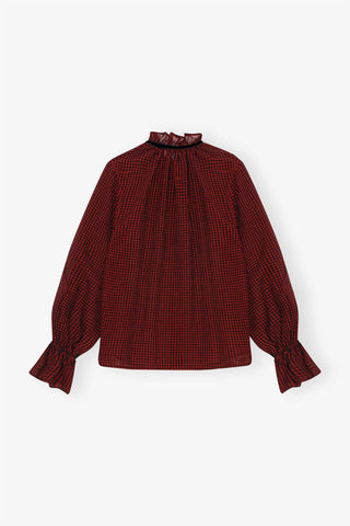 Ganni - Red Sheer Tie String Shirt
