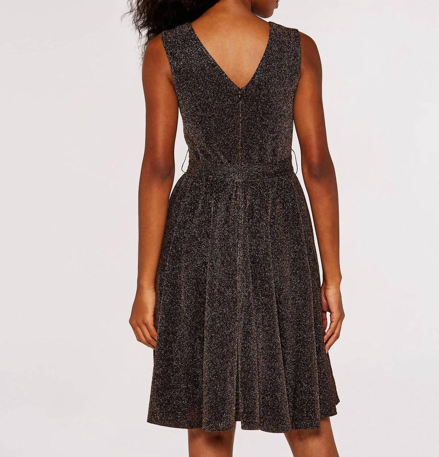 Apricot - Women's Lurex Fit & Flare Dress