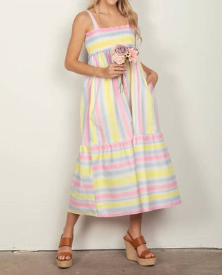 Trendsi - Very J Striped Woven Smocked Midi Cami Dress