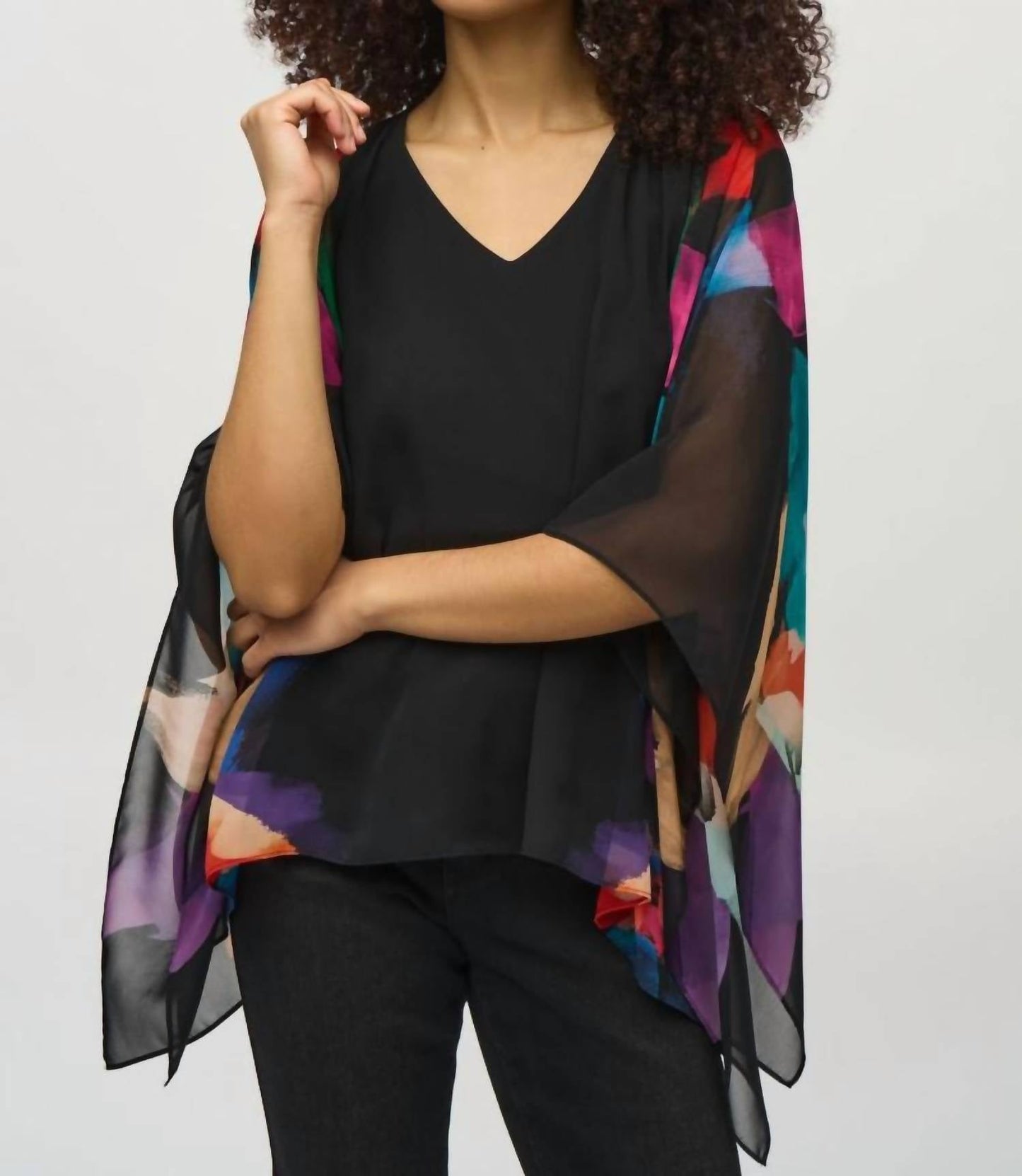 Joseph Ribkoff - Chiffon Abstract Print Poncho