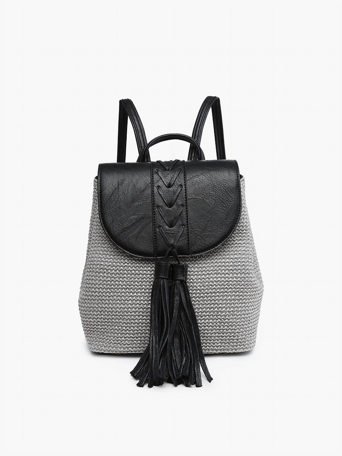 Jen & Co. - Women's Eleanora Straw Backpack w/ Vegan Leather Detail