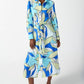 Joseph Ribkoff - Leaf Print Waist Tie Midi Shirt Dress