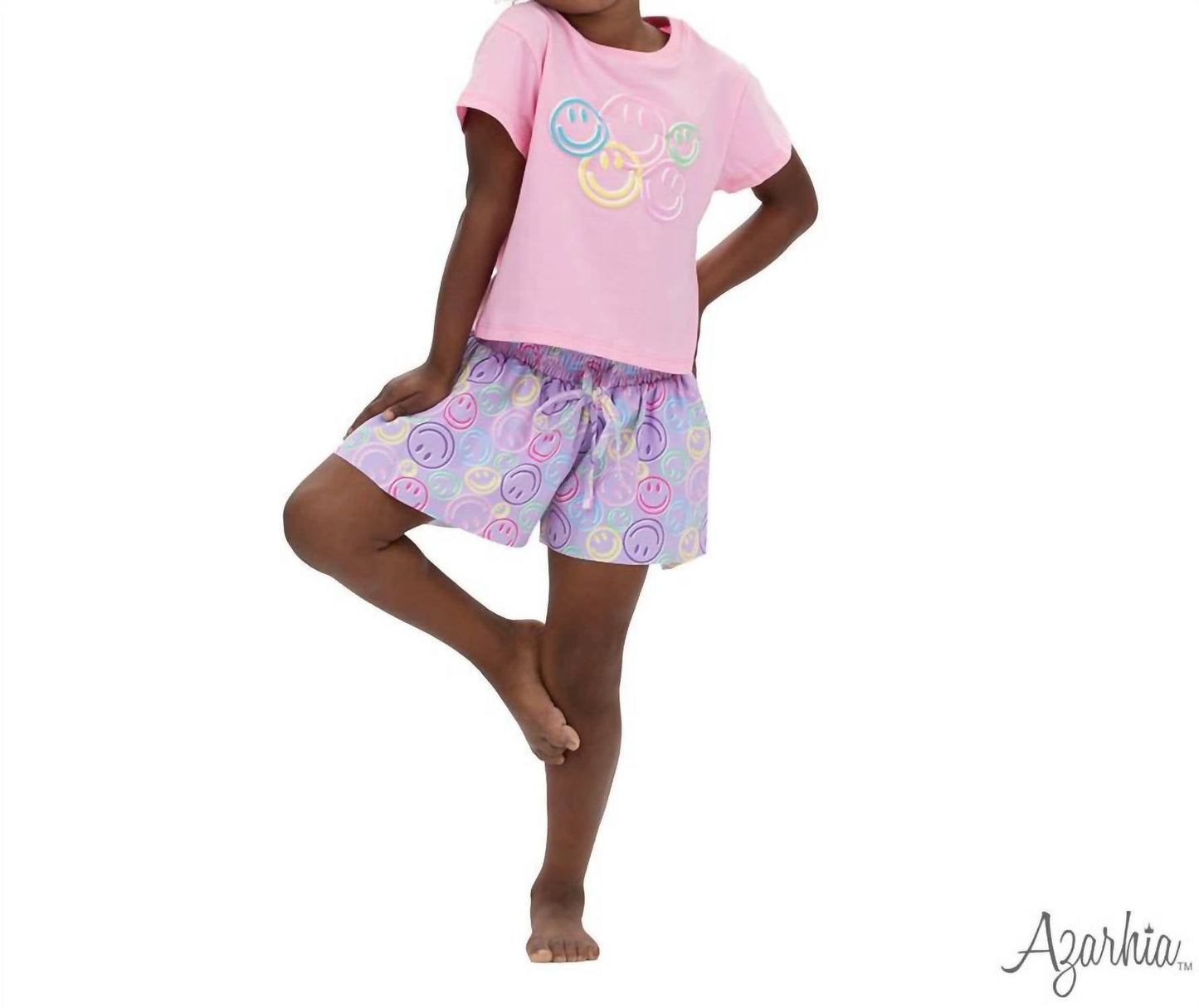 Azarhia - Girls' Smiley Face Puffy Boxy Tee