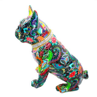 Interior Illusions - Painted Standing Flower French Bulldog w/Necklace - 11" tall - Interior Illusions Plus