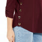 BCX Junior's Button up Sides Sweater Top Wine Size Medium