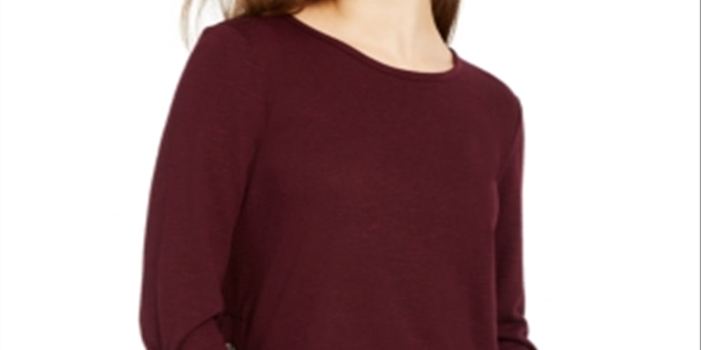 BCX Junior's Button up Sides Sweater Top Wine Size Medium