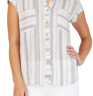 BCX Junior's Striped Shirt White- Size Small