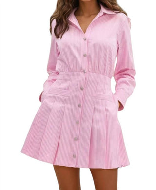 Entro - Ashley Striped Pleated A-line Mini Dress