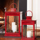 Bright Red Metal Lantern (Set of 2)