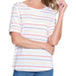 Multiples - Striped Jersey Knit Bateau Neck Top