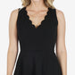 Speechless Women's Pocketed Scalloped Sleeveless V Neck Short Fit Flare Dress Black Size Large