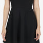 Speechless Women's Pocketed Scalloped Sleeveless V Neck Short Fit Flare Dress Black Size Large