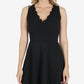 Speechless Women's Pocketed Scalloped Sleeveless V Neck Short Fit Flare Dress Black Size Large