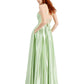 Speechless Junior's Lace Up Back Satin Gown Green Size 0