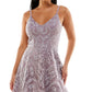 Speechless Junior's Shimmer Embroidered Fit & Flare Dress Purple Size 3