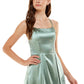 Speechless Junior's Strappy Back Satin Dress Green Size 15