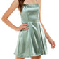 Speechless Junior's Strappy Back Satin Dress Green Size 15