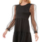Speechless Junior's Sheer Dot Puff-Sleeve Dress Black Size Large