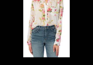 KUT from the Kloth Women's Ivory/Green Jasmine Top Size Large