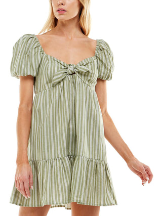 Speechless Junior's Striped Babydoll Dress Green Size X-Large