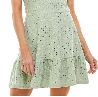 Speechless Junior's Eyelet Mini Dress Green Size Small