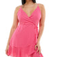 Speechless Junior's Chiffon Faux Wrap Dress Pink Size Small
