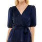 Speechless Junior's Belted Tiered Dress Blue Size Small