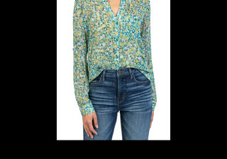 KUT From The Kloth Women's Marseille Pool Green Jasmine Top Size Large